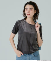 氣質垂感絲絨中線短袖上衣