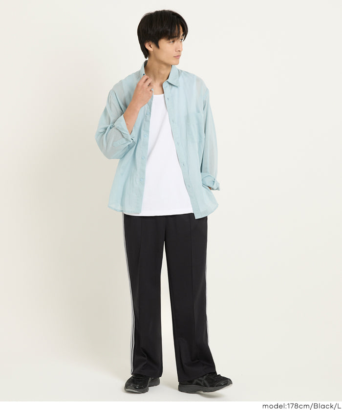 男裝側線條運動風彈性休閒褲