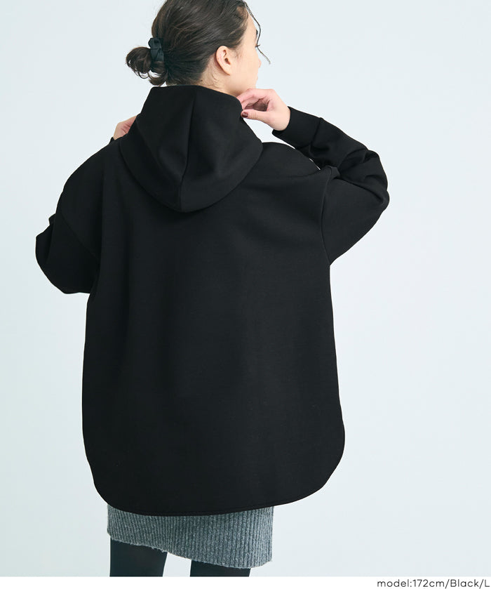 柔軟太空棉 寬鬆長袖連帽上衣