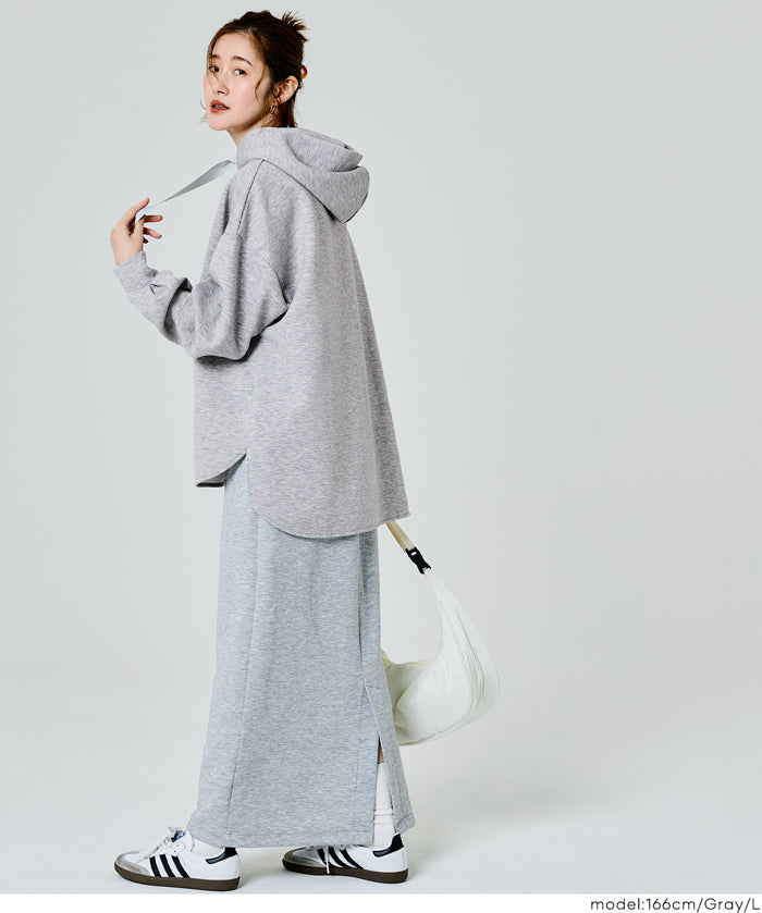 柔軟太空棉 寬鬆長袖連帽上衣