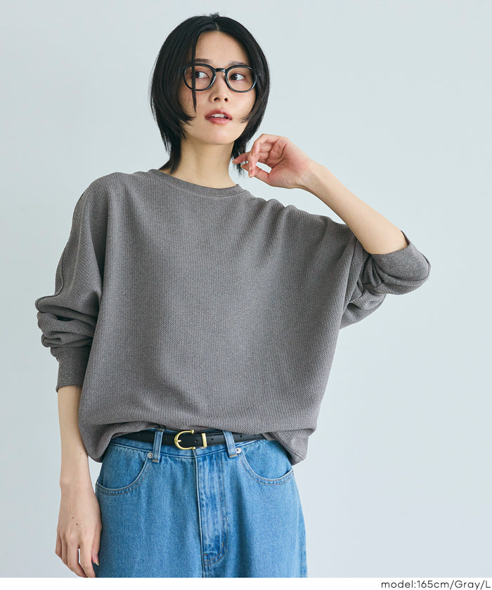 【壓紋機能】修身飛鼠長袖上衣