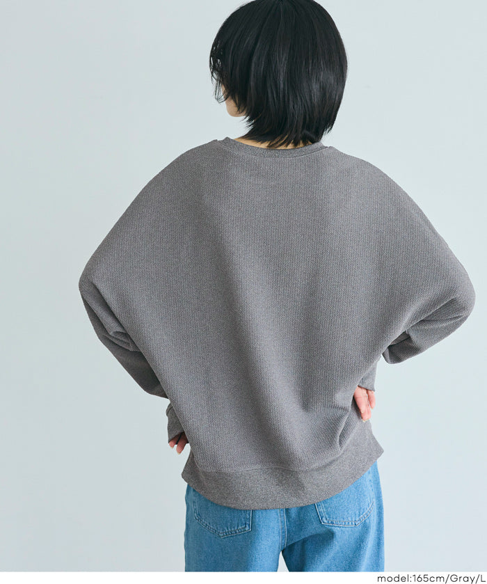 【壓紋機能】修身飛鼠長袖上衣