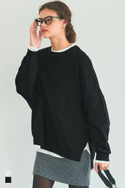 素色開岔長袖衛衣