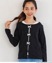 童裝可愛蝴蝶結兩層造型長袖上衣