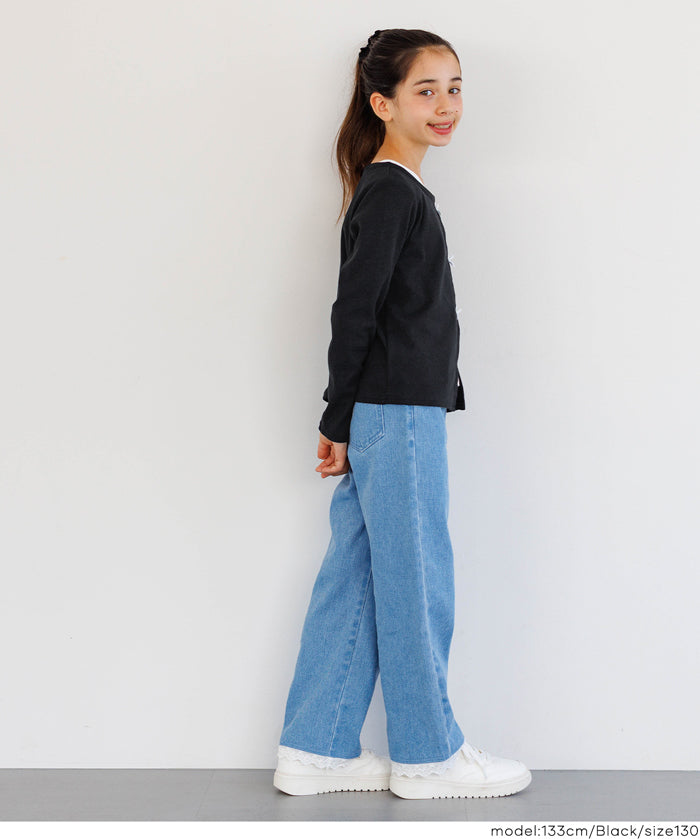 童裝可愛蝴蝶結兩層造型長袖上衣