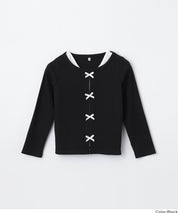 童裝可愛蝴蝶結兩層造型長袖上衣