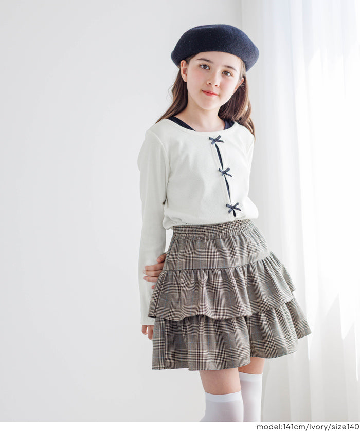 童裝可愛蝴蝶結兩層造型長袖上衣