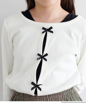 童裝可愛蝴蝶結兩層造型長袖上衣