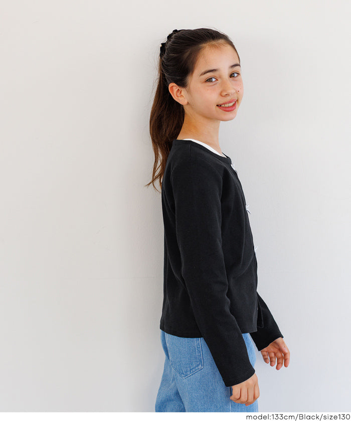 童裝可愛蝴蝶結兩層造型長袖上衣