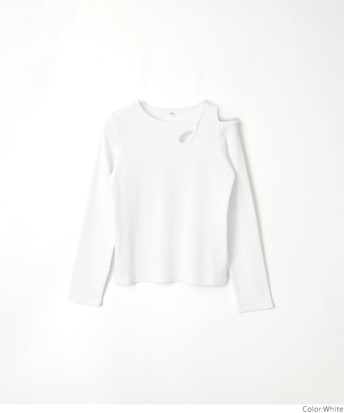 童裝不規則肩膀設計長袖上衣
