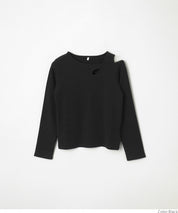 童裝不規則肩膀設計長袖上衣