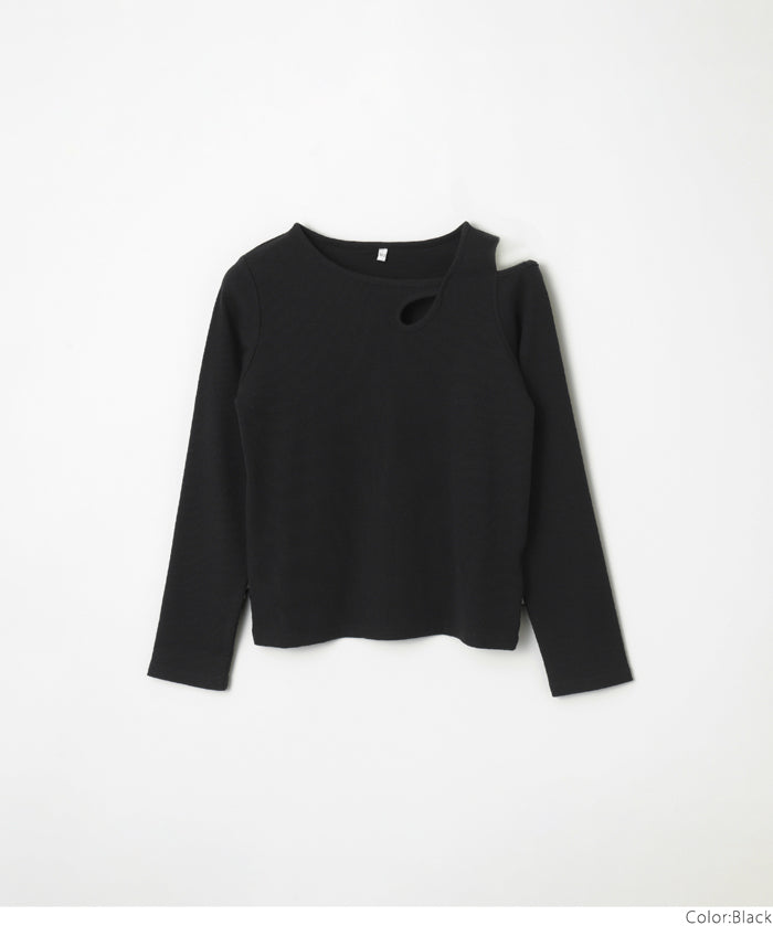 童裝不規則肩膀設計長袖上衣