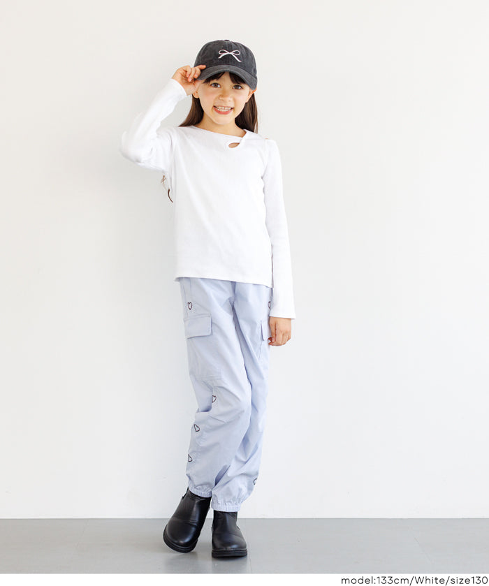 童裝不規則肩膀設計長袖上衣