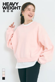 【重磅棉】素色復古刷色長袖衛衣