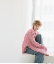 Bouclé boat neck knit top