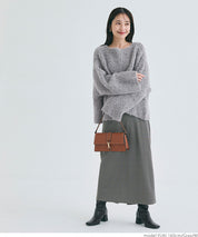 Bouclé boat neck knit top