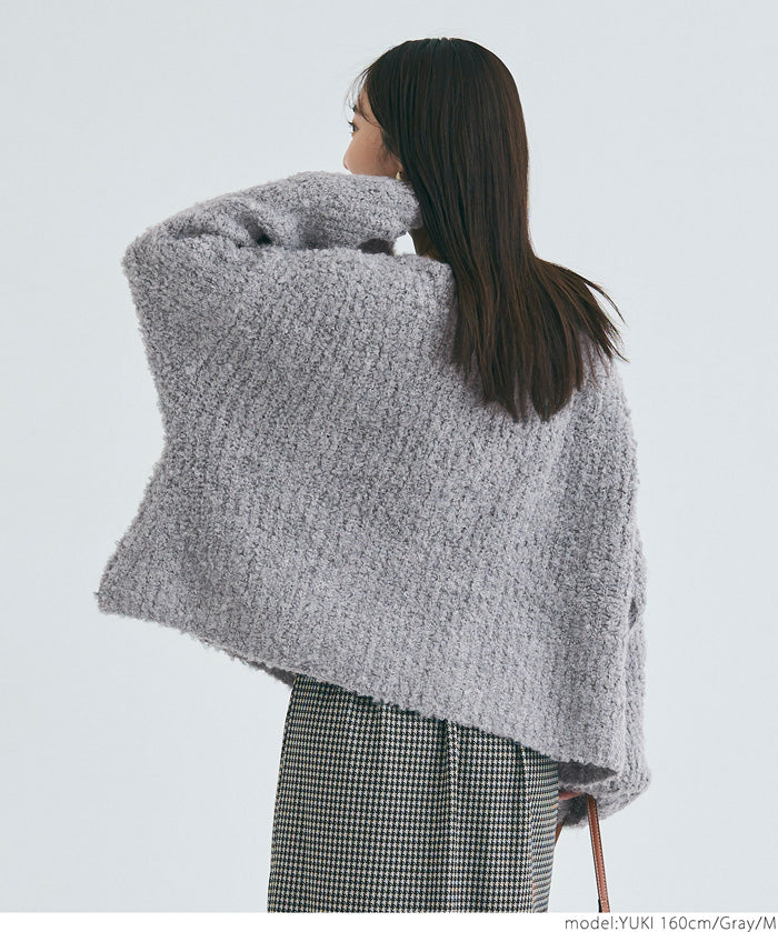 Bouclé boat neck knit top