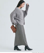 Bouclé boat neck knit top