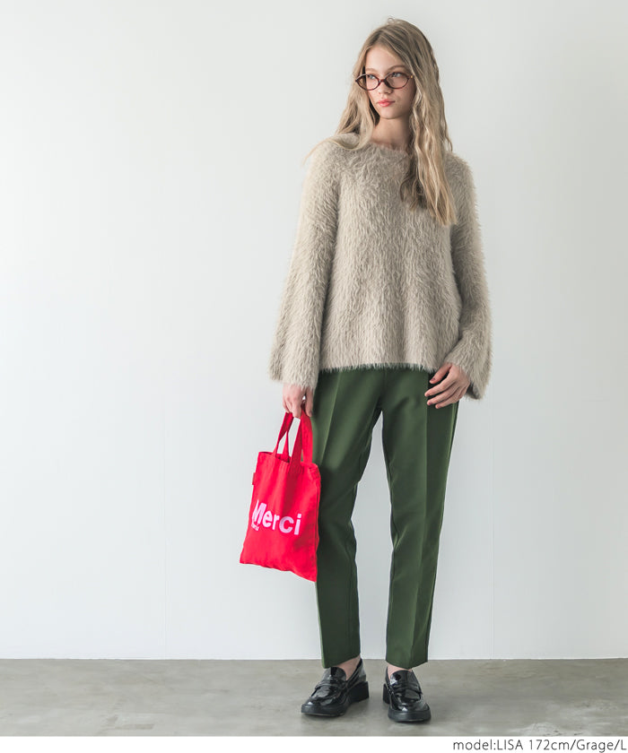 Shaggy knit boat neck top