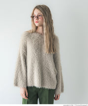 Shaggy knit boat neck top