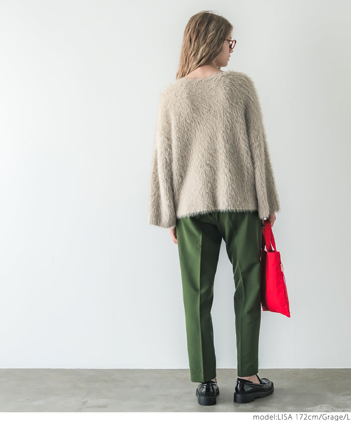 Shaggy knit boat neck top