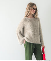 Shaggy knit boat neck top