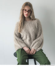 Shaggy knit boat neck top