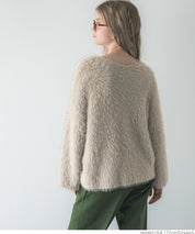Shaggy knit boat neck top