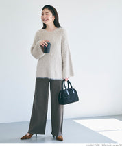 Shaggy knit boat neck top