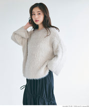 Shaggy knit boat neck top