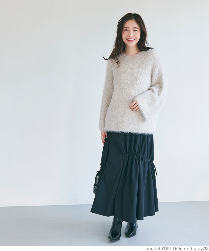 Shaggy knit boat neck top