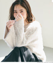 Shaggy knit boat neck top