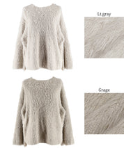 Shaggy knit boat neck top
