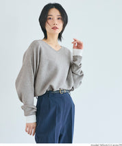 Dolman V-neck knit top