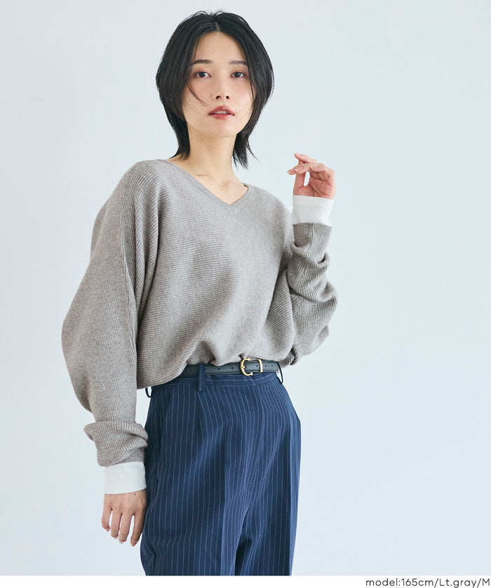 Dolman V-neck knit top