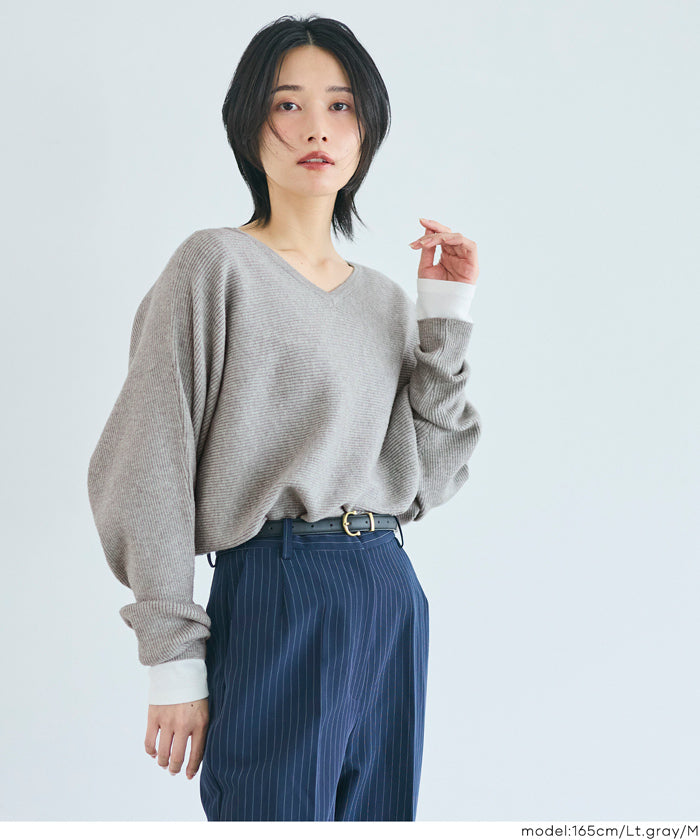 Dolman V-neck knit top