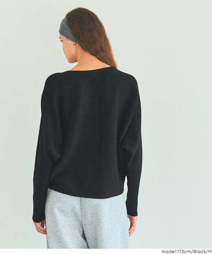 Dolman V-neck knit top