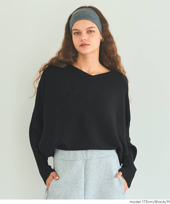 Dolman V-neck knit top