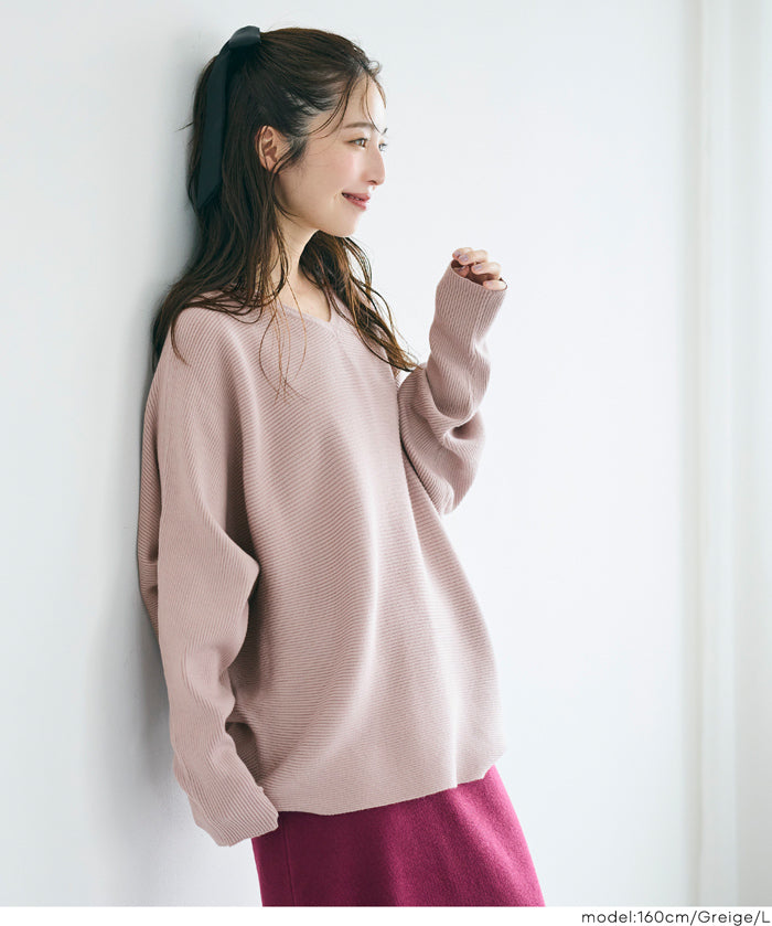 Dolman V-neck knit top