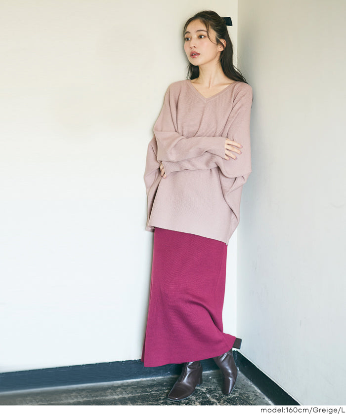 Dolman V-neck knit top