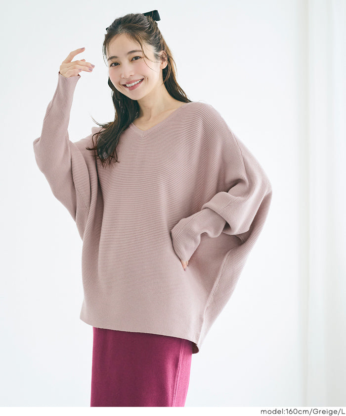 Dolman V-neck knit top