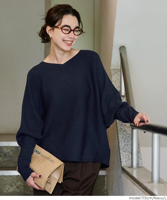 Dolman V-neck knit top