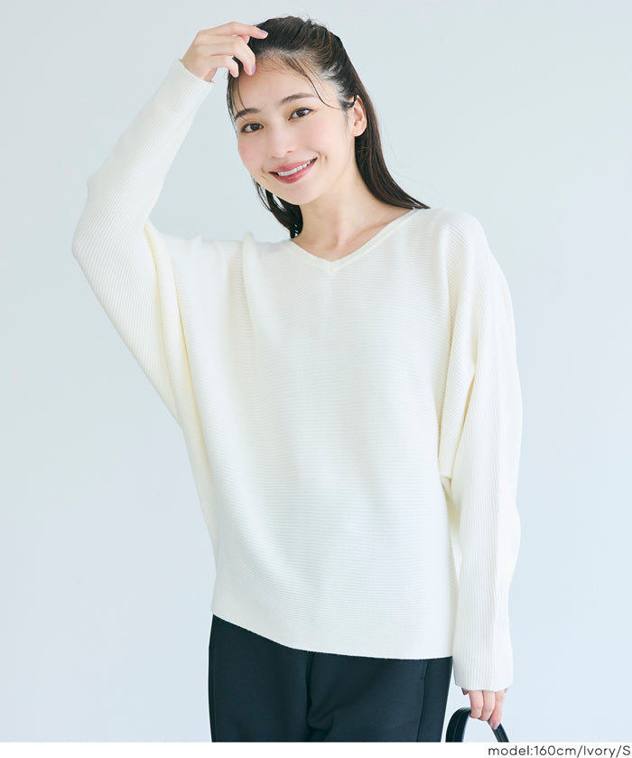 Dolman V-neck knit top