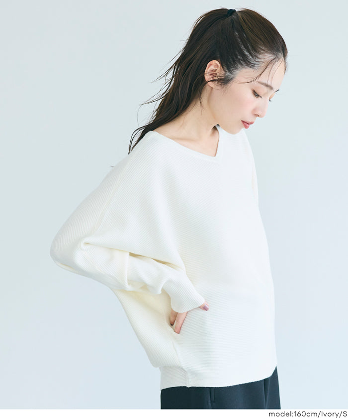 Dolman V-neck knit top
