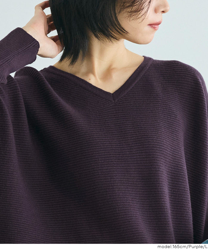 Dolman V-neck knit top