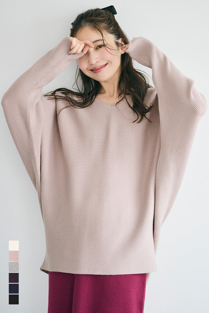 Dolman V-neck knit top