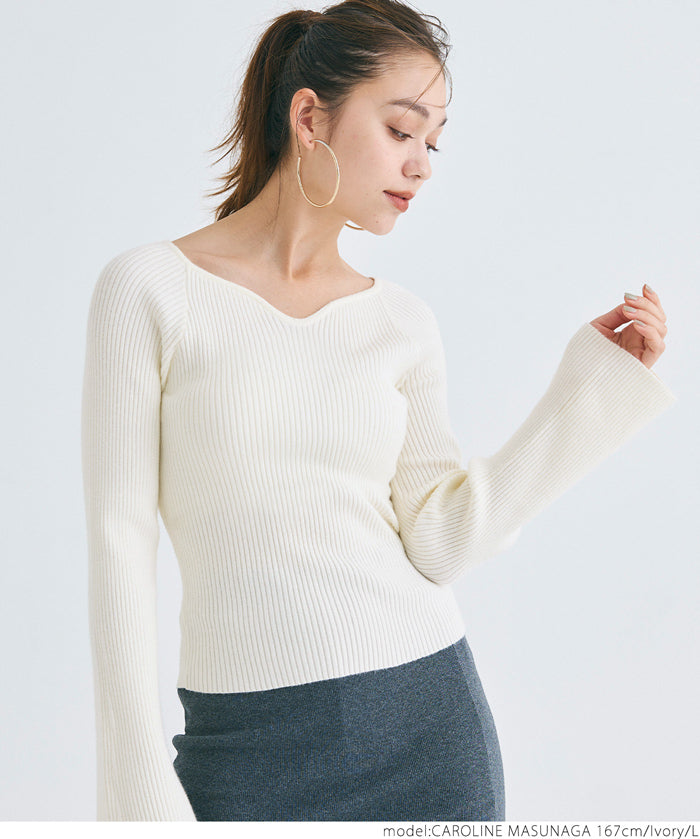 Bell sleeve knit top