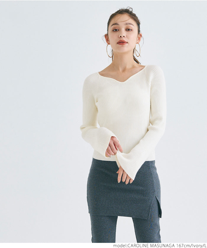 Bell sleeve knit top