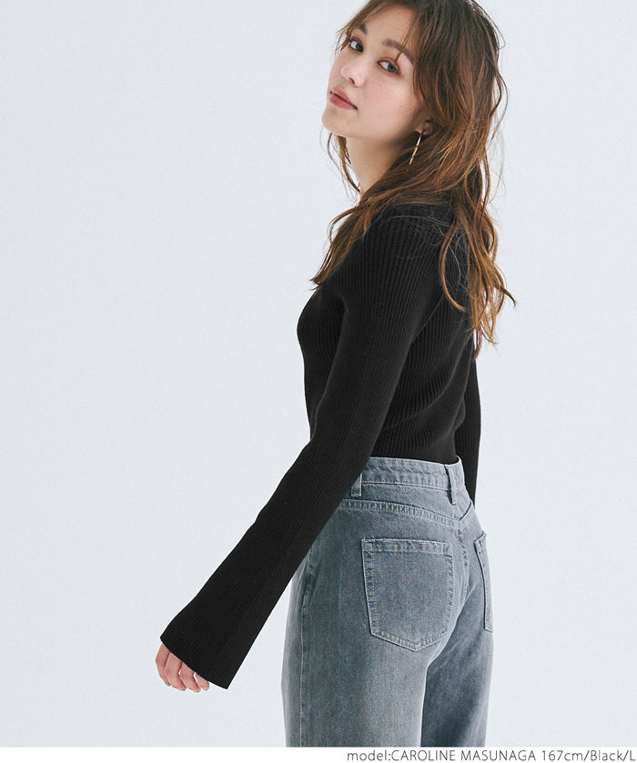 Bell sleeve knit top