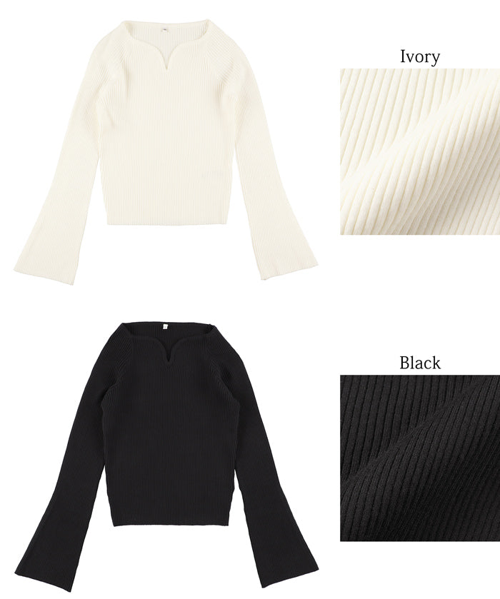 Bell sleeve knit top